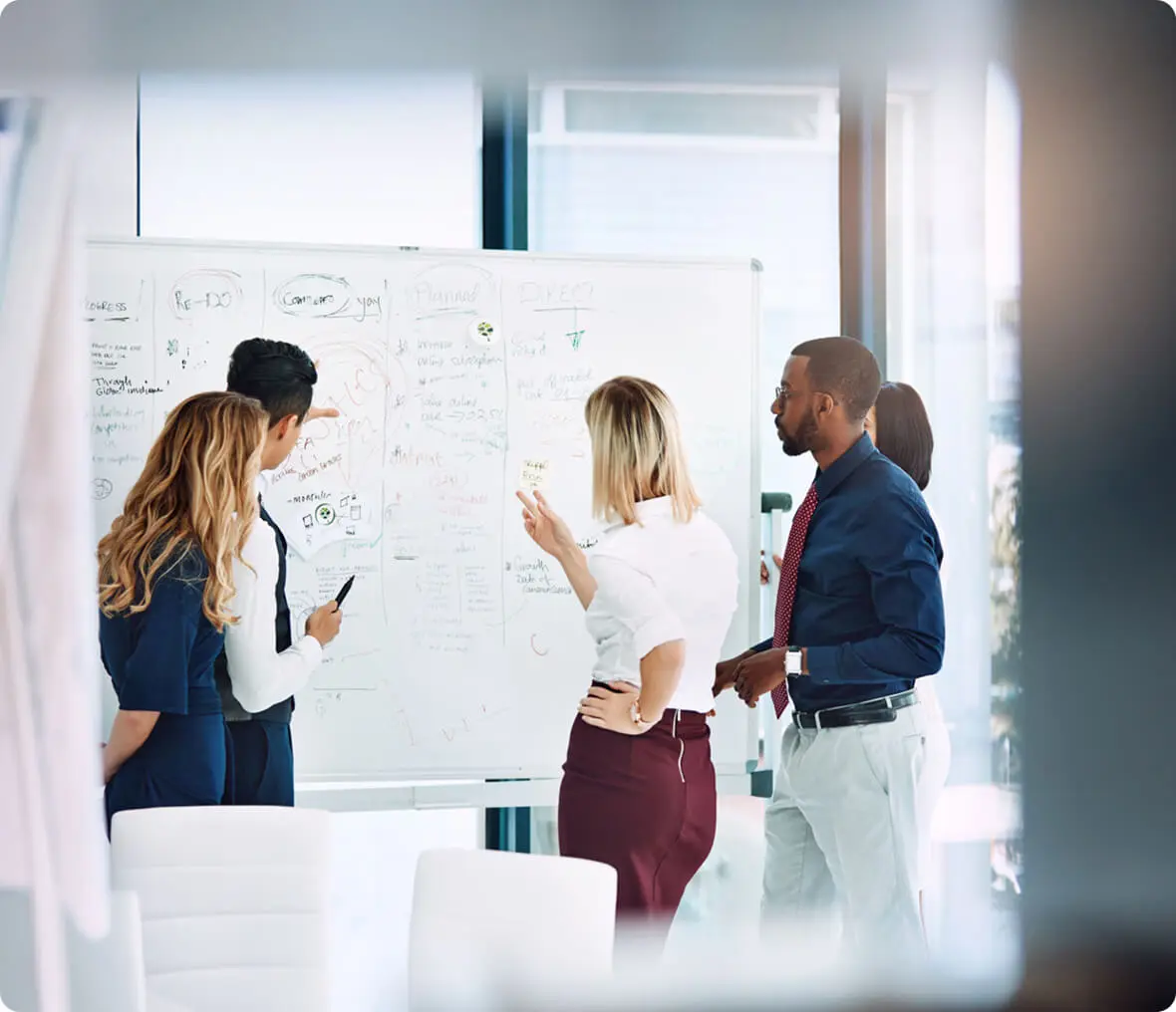 Colleagues brainstorming ideas together